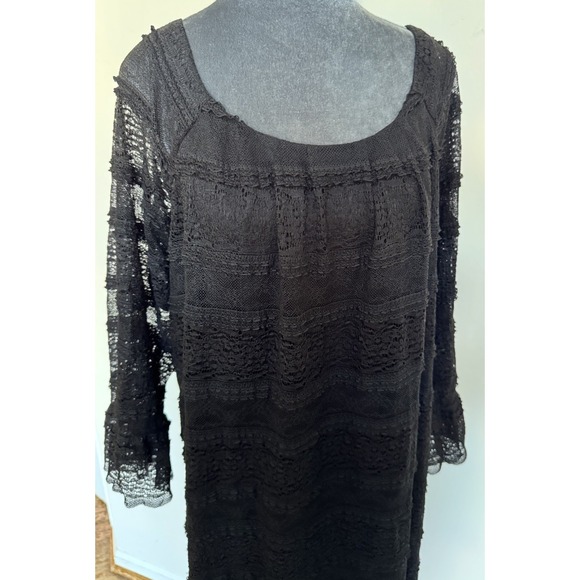 Vtg Y2K Dressbarn Midi Dress 20 Lace Sheet Fairy Grunge Whimsigoth Black Witchy - Picture 7 of 16